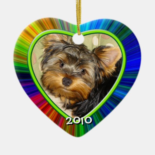Little Yorkies First Kerstversiering Keramisch Ornament (Voorkant)