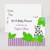 Little Zebra Baby shower Invitation Kaart (Voorkant / Achterkant)