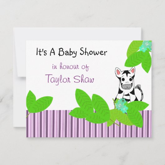 Little Zebra Baby Shower Uitnodiging (Voorkant)