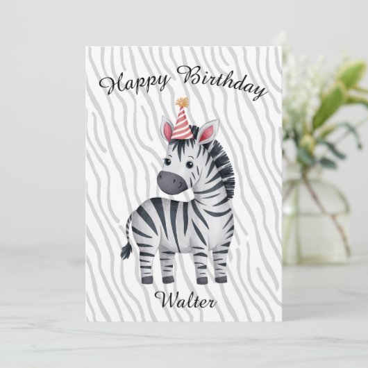 Little Zebra birthday card for child Kaart (Staand voorkant)