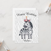 Little Zebra birthday card for child Kaart (Voorkant / Achterkant in situ)