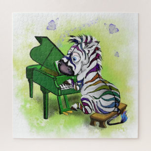 Little Zebra Piano Player Jigzaag Puzzle Cartoon Legpuzzel