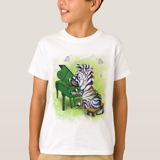 Little Zebra Piano Player Kids T-Shirt (Voorkant)