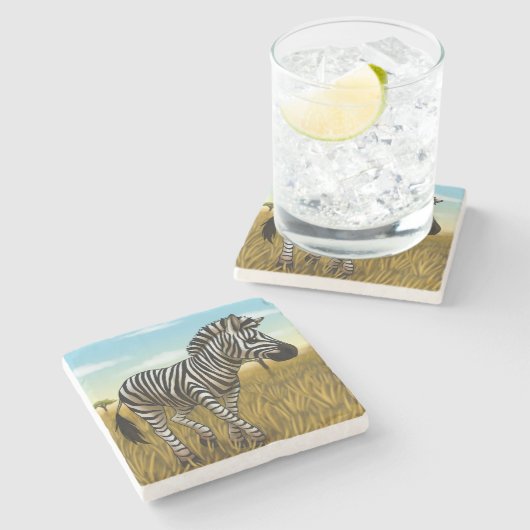 Little Zebra stone coaster Stenen Onderzetter (Zijkant)
