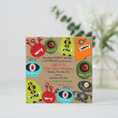 LittleBeane Monsters-uitnodiging Kaart (Staand voorkant)