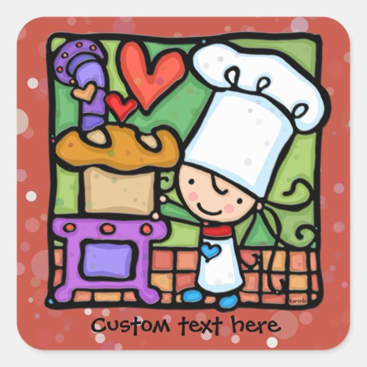 LittleGirlie Chef houdt van brood DK Rust Vierkante Sticker (Voorkant)