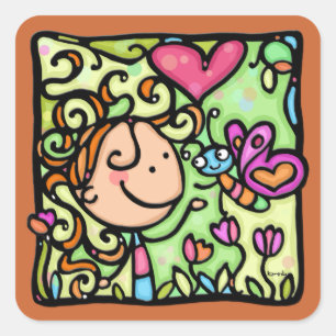 LittleGirlie en haar vlinder. GR Square sticker