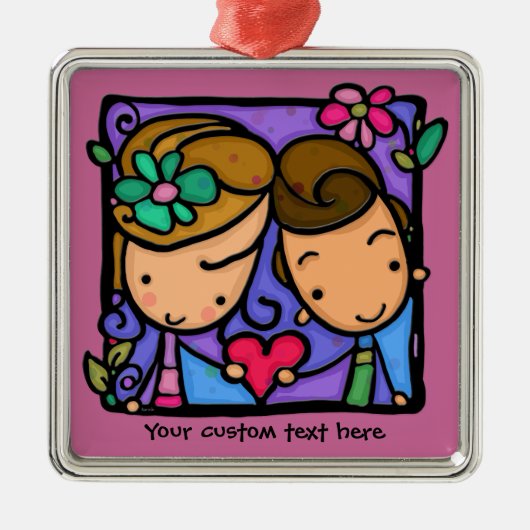 LittleGirlie First Love Custom-sierent Metalen Ornament (Voorkant)