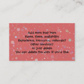 LittleGirlie promoot haar schoonmaakbedrijf. ROOS Visitekaartje (Achterkant)