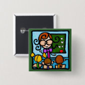 LittleGirlie speelt leraar! Vierkante Button 5,1 Cm (Voorkant /achterkant)