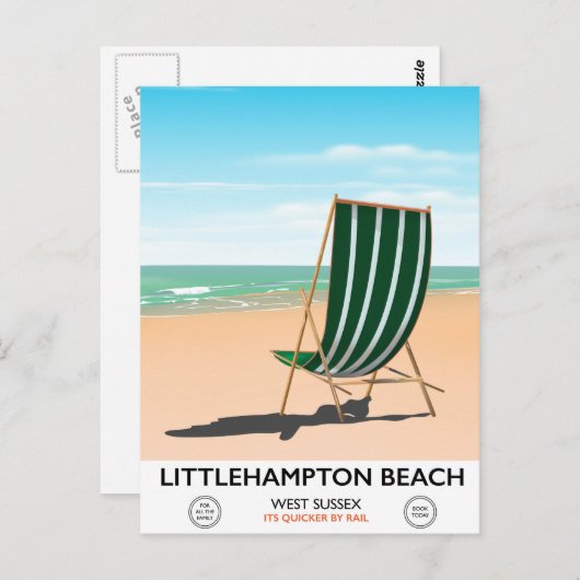 Littlehampton Beach East Sussex reisposter Briefkaart (Voorkant / Achterkant)