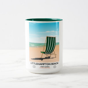 Littlehampton Beach East Sussex reisposter Tweekleurige Koffiemok