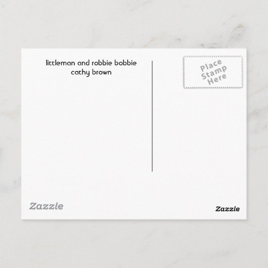 Littleman en Robbie Bobbie Briefkaart (Achterkant)