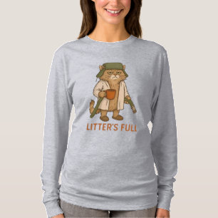Littlers Full Cat Coffee, Grappige Kat Liefhebber  T-shirt