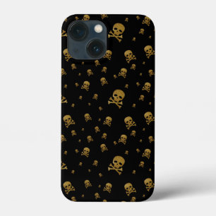 Littles Gouden Glitter Piraten Schedels op Zwart Case-Mate iPhone Case