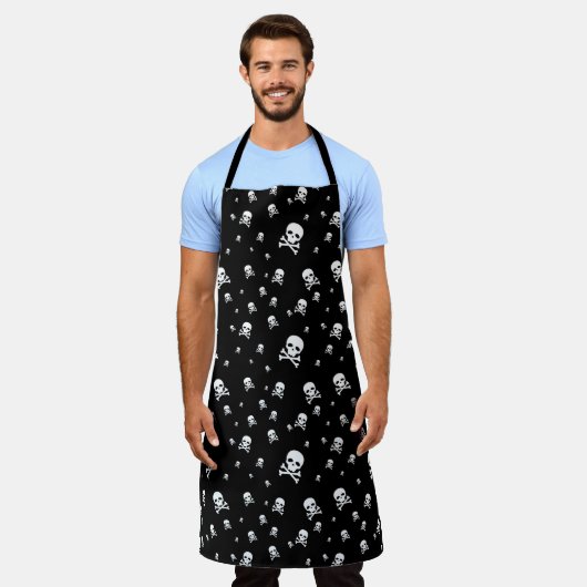 Littles White Pirates Skulls on Black Background Schort (Gedragen)