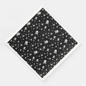 Littles White Pirates Skulls on Black Background Servet (Hoek)