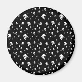 Littles Witte Piratenschedels op Zwarte Achtergron Magneet