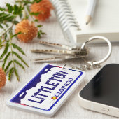 Littleton Colorado blauw licentie bord sleutelhang Sleutelhanger (Voorkant Rechts)