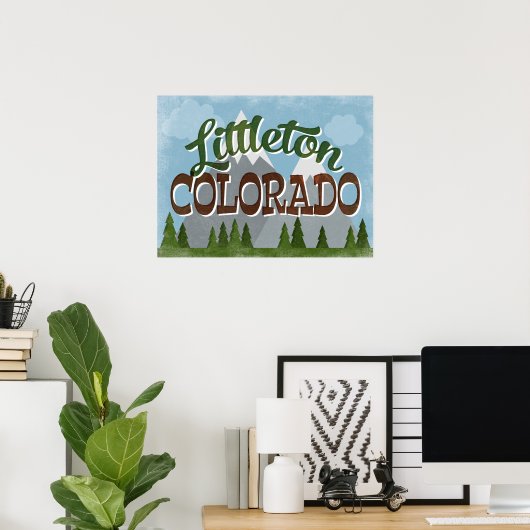 Littleton Colorado Snowy Mountains Poster (Thuiskantoor)