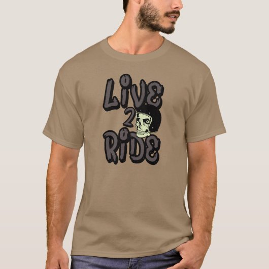 Live 2 Ride Skull-motorfiets Helmet T-shirt (Voorkant)