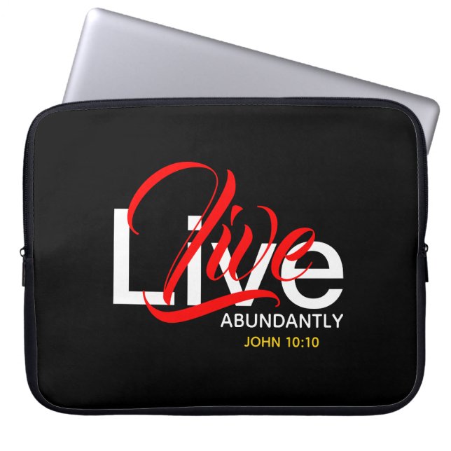 Live Abundantly John 10:10 Scripture Laptop Sleeve (Voorkant)