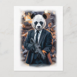 Live Action Panda Heldenfilm op een Witte Feestdagenkaart