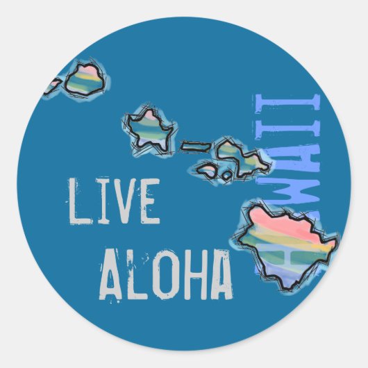 Live Aloha Hawaïaanse eiland stickers (Voorkant)