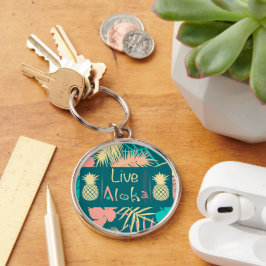 Live Aloha Kleurrijke Tropicals Sleutelhanger