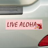 Live Aloha roze Hawaiian floral bumpersticker (Op auto)