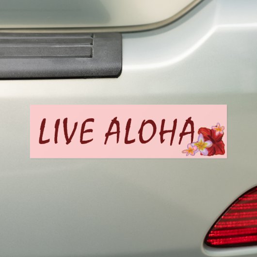 Live Aloha roze Hawaiian floral bumpersticker (Op auto)