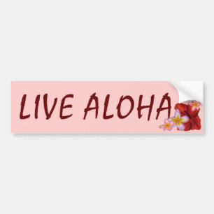 Live Aloha roze Hawaiian floral bumpersticker