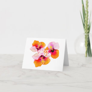 Live Aloha Tropische Roze Oranje Hibiscus Bruiloft Bedankkaart