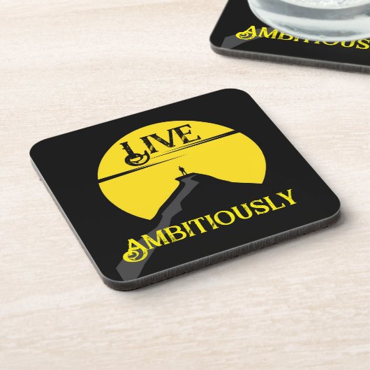 Live Ambitiously Drank Coaster Bier Onderzetter (Linkerzijde)
