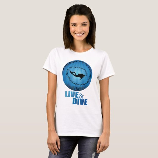 Live and Dive Scuba Diver T-shirt (Voorkant volledig)