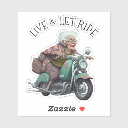 Live and Let Ride Motorfiets Oma Sticker (Vel)