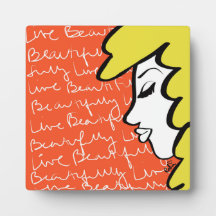 Live Beautiful Plaque met Easel
