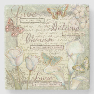 Live Believe Cherish Stenen Onderzetter