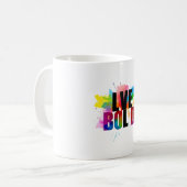 Live Bold Rainbow Waterverf Typografie Koffiemok (Voorkant links)