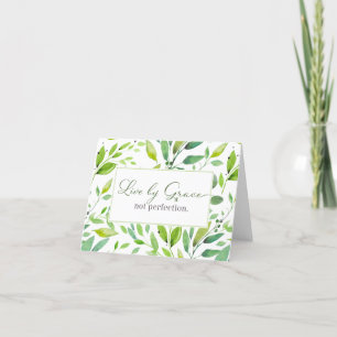 Live by Grace Not Perfection Green Leaves Notecard Bedankkaart