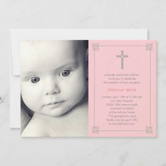 Live Cross Photo Baptism/Christening Invitation Kaart (Voorkant)
