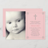 Live Cross Photo Baptism/Christening Invitation Kaart (Voorkant / Achterkant)