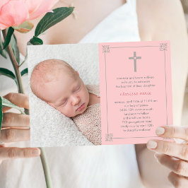 Live Cross Photo Baptism/Christening Invitation Kaart