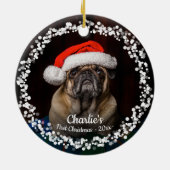 Live Dog Puppy Pet First Kerstfoto Keramisch Ornament (Achterkant)