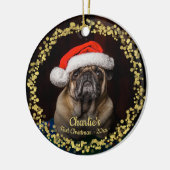 Live Dog Puppy Pet First Kerstfoto Keramisch Ornament (Links)