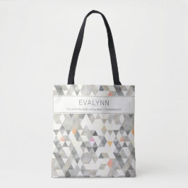 Live door Faith Gray Triangle Pattern Persoonlijk Tote Bag