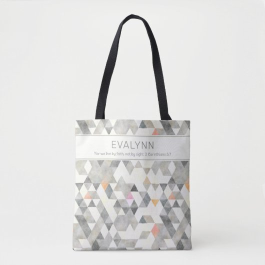 Live door Faith Gray Triangle Pattern Persoonlijk Tote Bag (Voorkant)