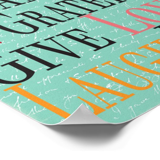 Live, Dream, Be, Geef, Laugh Poster (Hoek)