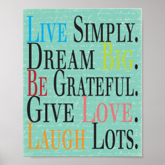 Live, Dream, Be, Geef, Laugh Poster