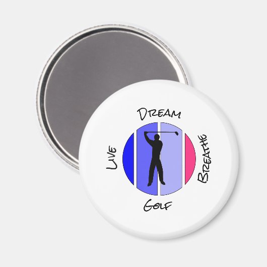 Live, dream, breathe golf magneet (Voorkant / Achterkant)